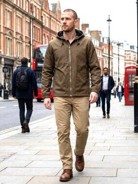 Brixton Mens Hooded Jacket Small Brown Soft Shell Full Zip